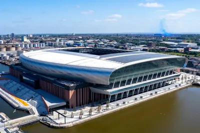 Tổng quan trên không Sân vận động Hill Dickinson mới của Everton